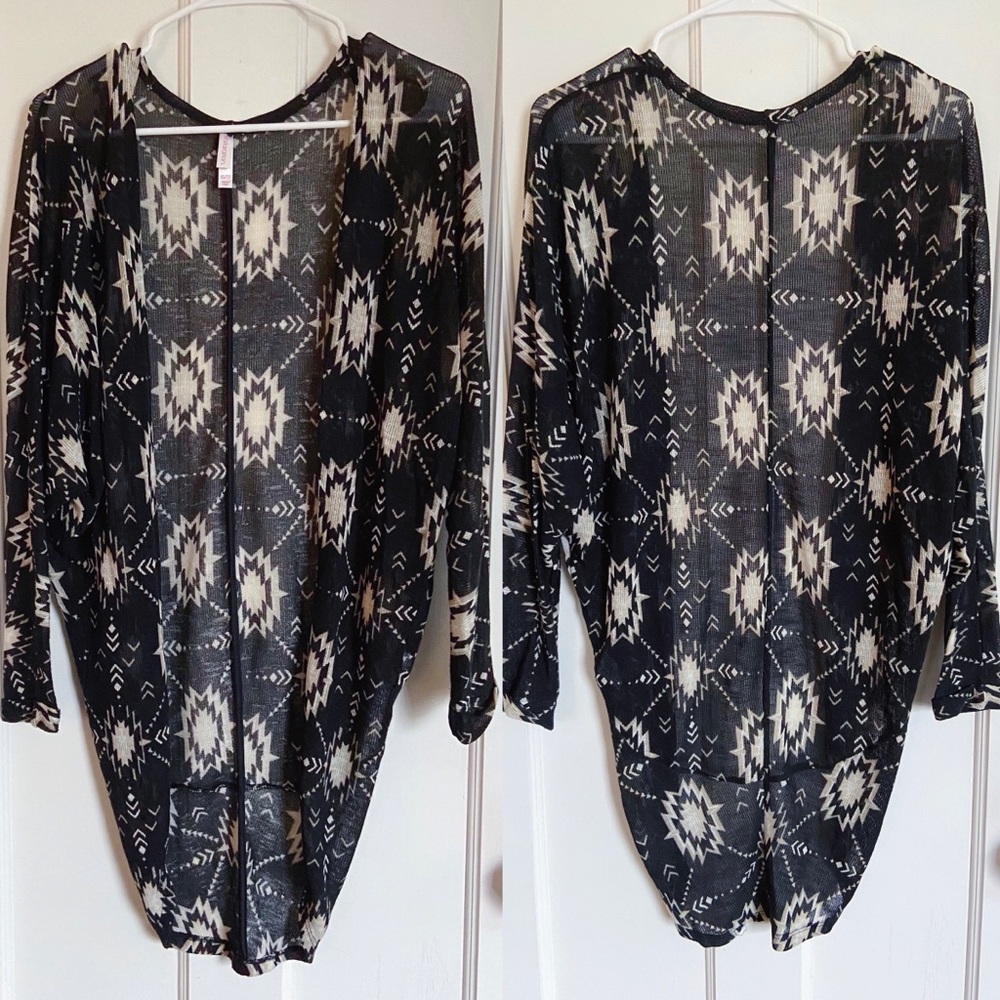 Xhilaration XS Native Print Cardigan Black & Beige
